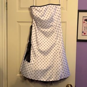 White (black polka dot) Strapless McClintock Dress